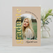Moderne boog foto afstuderen folie uitnodiging (Staand Voorkant)
