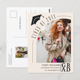 Moderne boog foto beige Afstuderen aankondiging Briefkaart