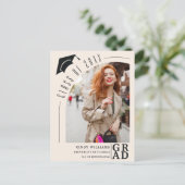 Moderne boog foto beige Afstuderen aankondiging Briefkaart (Staand voorkant)