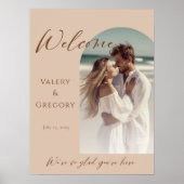 Moderne boog foto bruiloft welkom teken poster (Voorkant)