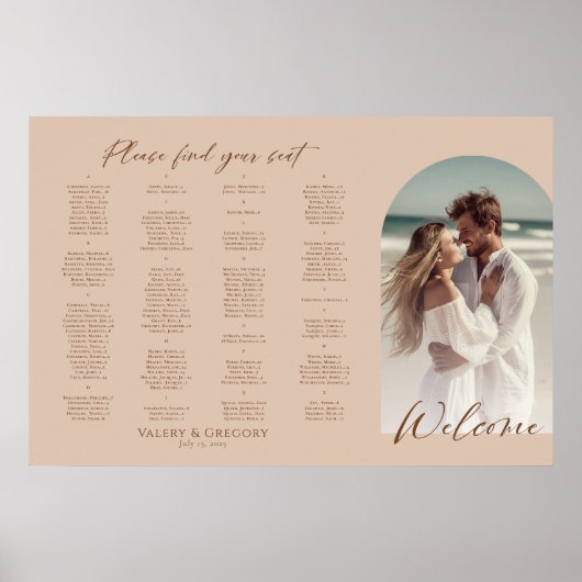 Moderne boog foto bruiloft zitgrafiek poster (Voorkant)