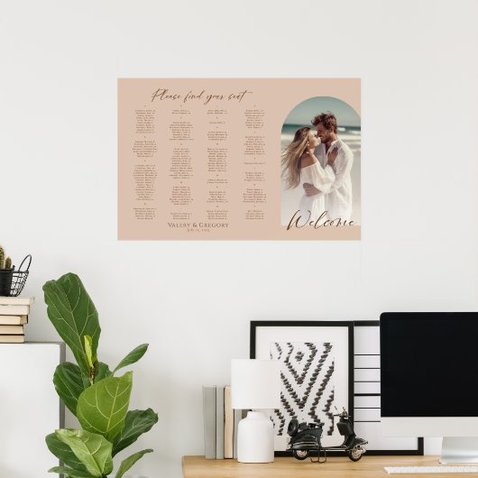 Moderne boog foto bruiloft zitgrafiek poster (Thuiskantoor)