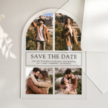 Moderne boog foto collage trouw save the date