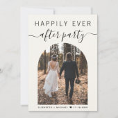 Moderne boog foto crème bruiloft receptie kaart (Voorkant)