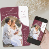 Moderne boog foto Elegante kalligrafie Bourgondië Save The Date