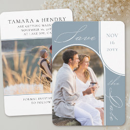 Moderne boog foto Elegante kalligrafie Stoffig Bla Save The Date