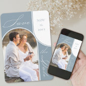 Moderne boog foto Elegante kalligrafie Stoffig Bla Save The Date