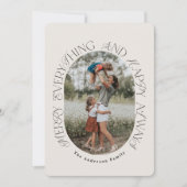 Moderne boog foto elegante typografie botanisch feestdagenkaart (Voorkant)