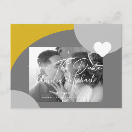 Moderne Boog Foto Geel Grijs Save the Date Briefkaart
