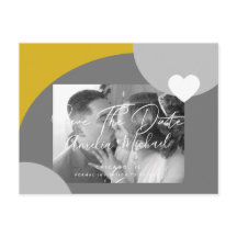 Moderne Boog Foto Geel Grijs Save the Date
