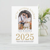 Moderne Boog Foto Gouden Trouw  Kaart (Staand voorkant)