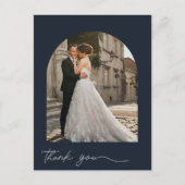 Moderne boog foto marine bruiloft dank u briefkaart (Voorkant)