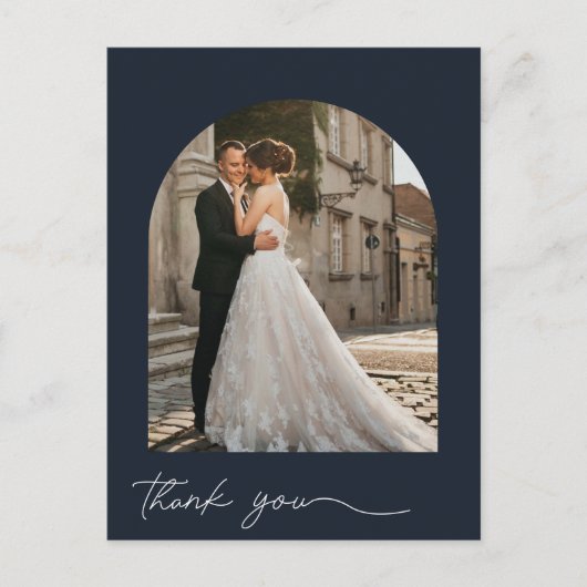 Moderne boog foto marine bruiloft dank u briefkaart (Voorkant)