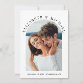 Moderne boog foto QR code bruiloft Kaart (Voorkant)