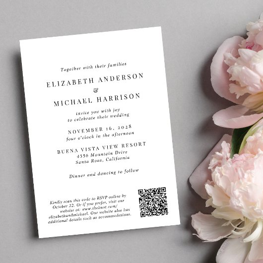 Moderne boog foto QR code bruiloft Kaart