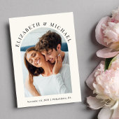 Moderne boog foto QR code crème bruiloft Kaart