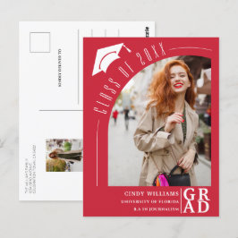 Moderne boog foto rood Afstuderen aankondiging Briefkaart