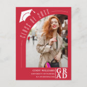 Moderne boog foto rood Afstuderen aankondiging Briefkaart (Voorkant)