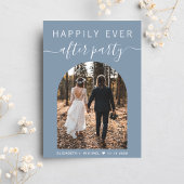 Moderne boog foto stoffige blauwe bruiloft recepti kaart