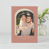 Moderne Boog Foto Terracotta Prettig Alles Feestdagenkaart (Staand voorkant)