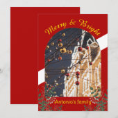 Moderne boog foto vrolijke kerst feestdagenkaart (Voorkant / Achterkant)