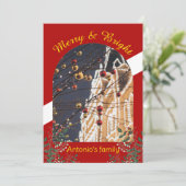 Moderne boog foto vrolijke kerst feestdagenkaart (Staand voorkant)