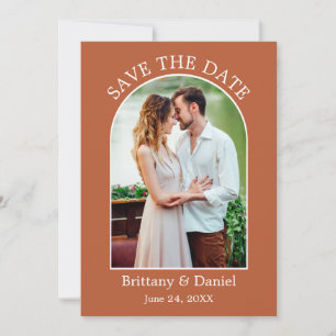 Moderne Boog Frame Foto Oranjebruin Save The Date