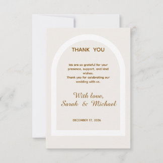 Moderne Boog & Gouden Glitter Bruiloft Bedankkaart