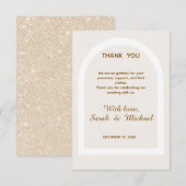Moderne Boog & Gouden Glitter Bruiloft Bedankkaart (Voorkant / Achterkant)