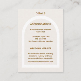 Moderne Boog & Gouden Glitter Bruiloft Informatiekaartje