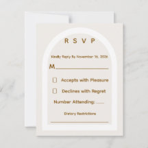 Moderne boog & gouden glitters bruiloft RSVP