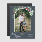 Moderne Boog Groene Begroeiing Stofblauw Kerst Fot (Voorkant / Achterkant)