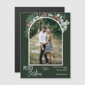 Moderne Boog Groenery Kerstmagneet Fotokaart (Voorkant / Achterkant)