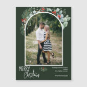 Moderne Boog Groenery Kerstmagneet Fotokaart (Voorkant)