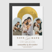 Moderne boog hemelmaan 3 foto Save the Date Magnetische Uitnodiging (Voorkant / Achterkant)