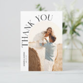 Moderne Boog Huwelijkskaart Dank U met 2 Foto Bedankkaart (Staand voorkant)