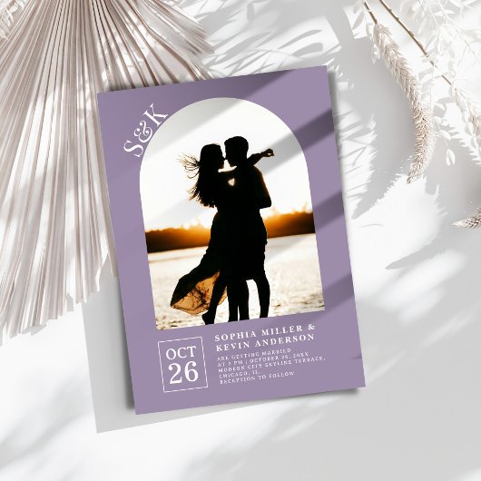 Moderne Boog I Foto I Amethyst Smoke I Trouwen Kaart