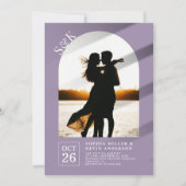 Moderne Boog I Foto I Amethyst Smoke I Trouwen Kaart (Voorkant)