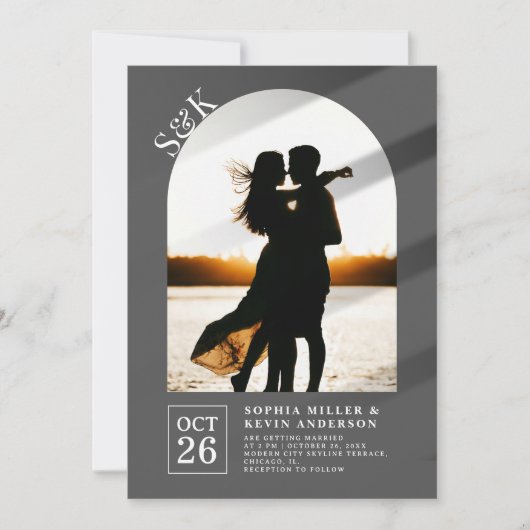 Moderne boog I Foto I Keizer I Bruiloft Kaart (Voorkant)