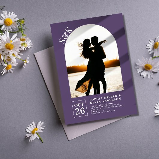 Moderne boog I foto I Mulled wijn I bruiloft Kaart