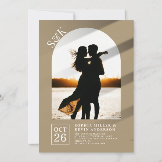 Moderne boog I Foto I Sandaal I Bruiloft Kaart (Voorkant)