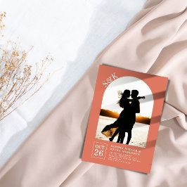 Moderne boog I Foto I Terracotta I Bruiloft Kaart