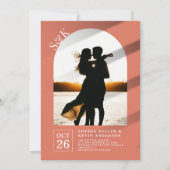 Moderne boog I Foto I Terracotta I Bruiloft Kaart (Voorkant)