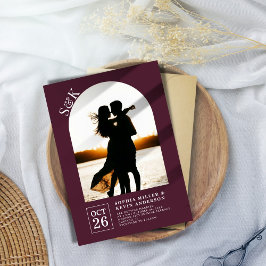 Moderne boog I foto I wijnbes I bruiloft Kaart