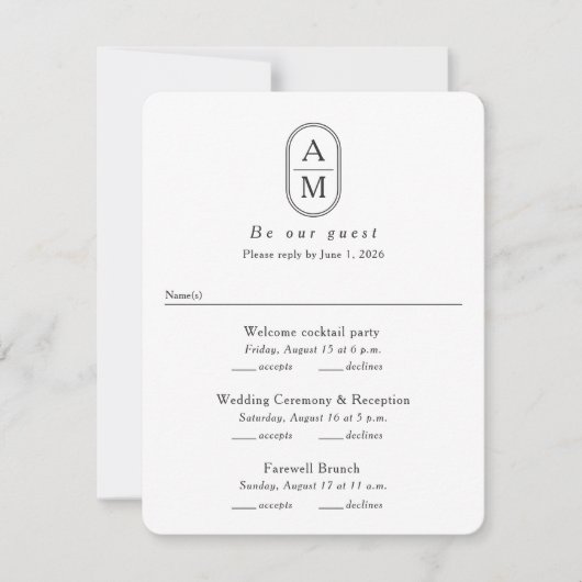 Moderne boog initialen multi-evenementen bruiloft  (Voorkant)