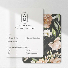 Moderne boog initialen, RSVP met maaltijdopties