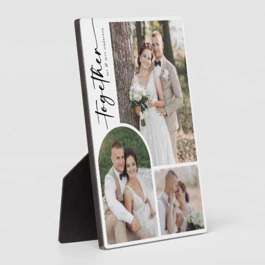 Moderne boog kalligrafie samen bruiloft foto fotoplaat (Zijkant)