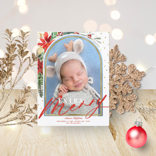 Moderne boog Kerst baby geboorteaankondiging  Feestdagenkaart
