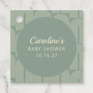 Moderne boog lijn art salie groen Baby shower op m Bedankjes Labels