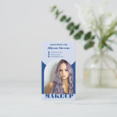 Moderne boog make-up blauw foto qr code logo visitekaartje (Staand voorkant)